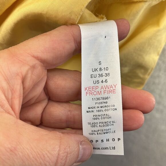 TopShop Shirt Womens‎ Small Yellow Poplin Button Down Oversized Long Sleeve - Picture 6 of 8